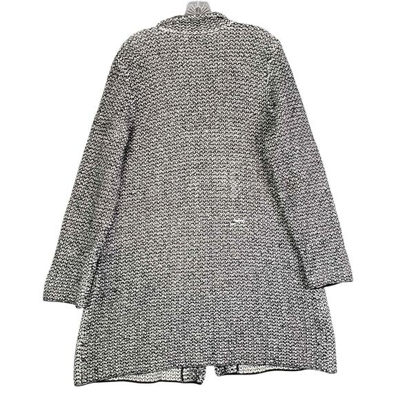 Eileen Fisher Cardigan Jacket Coatigan Size Medium Tweed Longline Black Cotton - Picture 4 of 10